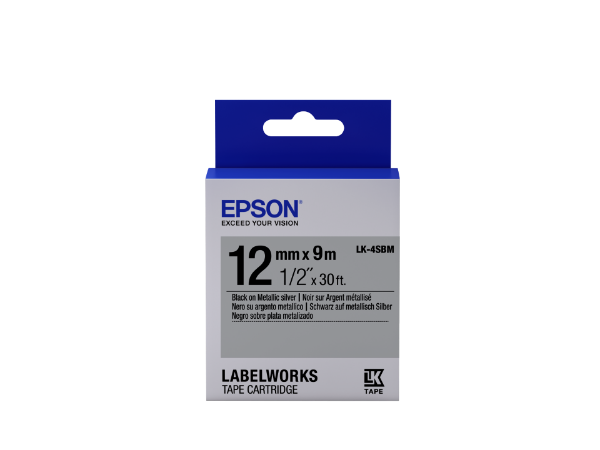 Epson LK-4SBM Black/Silver 12mm szalag (9m)