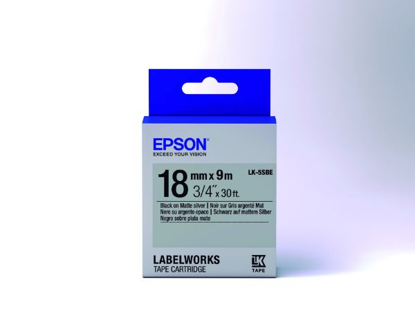 Epson LK-5SBE Black/Matt Silver 18mm szalag (9m)