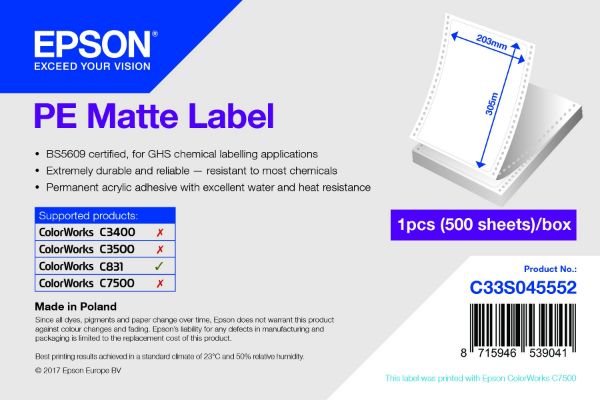 Epson 203mm*305mm, 500 inkjet címke